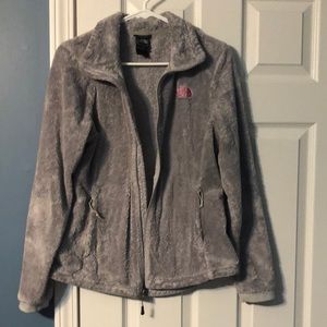 Medium North Face gray zip up sweatshirt